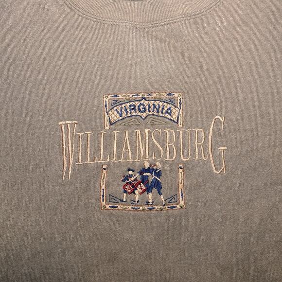 Vintage Williamsburg Virginia Crewneck Sweatshirt Colonial Embroidery XL 90s - Picture 2 of 4